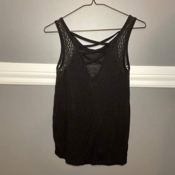 Black Tank with Criss Cross Back - Picture 2 of 2